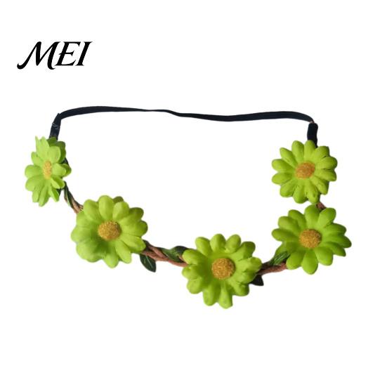 Elastic Daisy Headband for Children Sunflower/Daisy Wreath Women Girls, Flower Headpiece, Adjustable Floral Hair Accessory Beach Vacation Silk