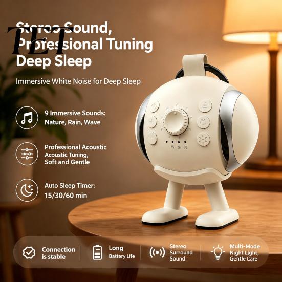 Portable White Noise Machine for Baby Sound with Bluetooth-compatible Speaker, Sleep Soother Compact Aid, USB Rechargeable Speaker Sleep, Nursery,