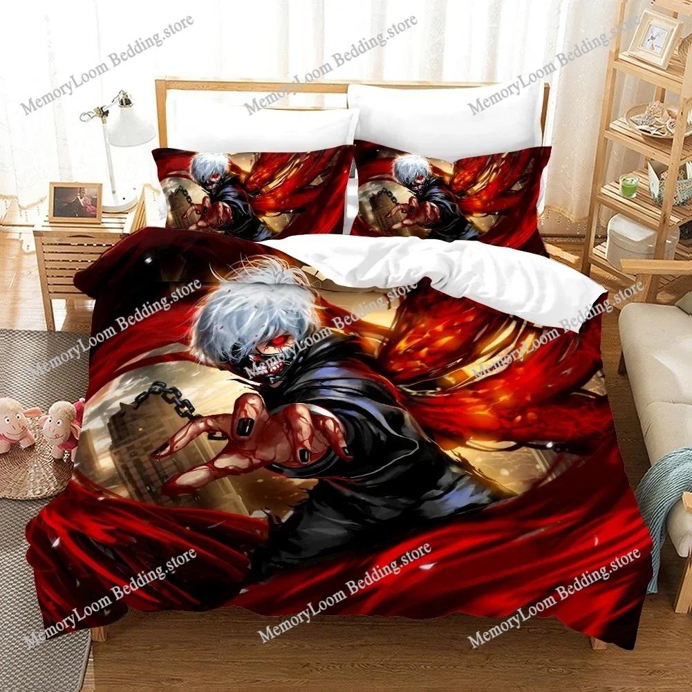 Tokyo Ghoul Современный Комплект Постельного Белья Односпальный-Полуторный-Двуспальный-Евро-Кинг Размер Взрослый Ребенок Спальня Дышащая Пододеяльник 3D Печать Яркий Аниме