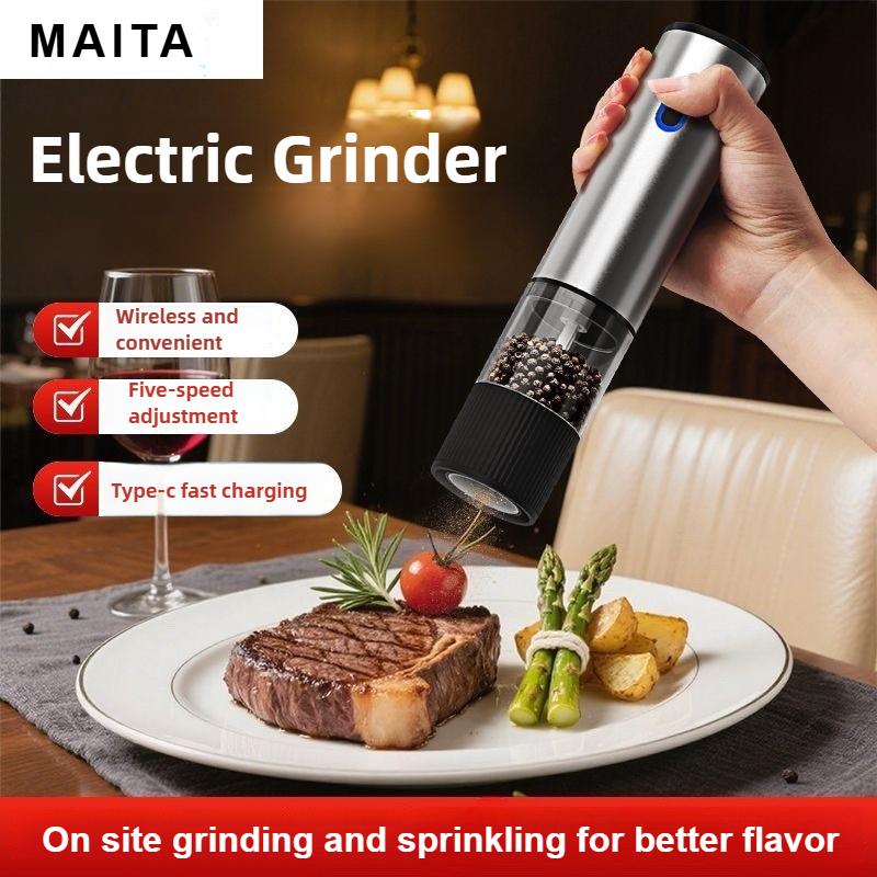 Электрическая мельница Кухонная бытовая Многофункциональная Черный перец Перец Морская соль Перец