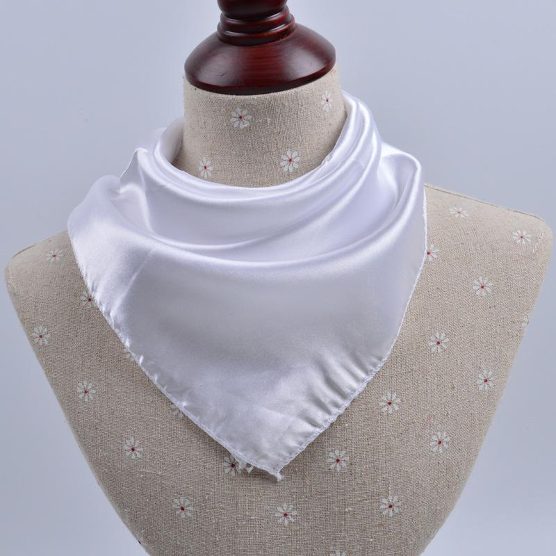 50x50cm Women Solid Square Scarf Single Performance Boy Girl Small Simulation Silk Scarves Flight Attendant Party Gift