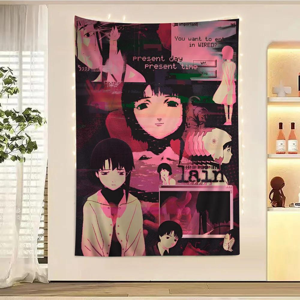 Serial Experiments Lain Cartoon Tapestry Art Science Fiction Room Home Decor Wall Hanging Home Decor