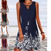 Summer Women Short Dress Beach Dress For Woman Floral Round Neck Sundress Sleeveless Casual Loose Tank Dress