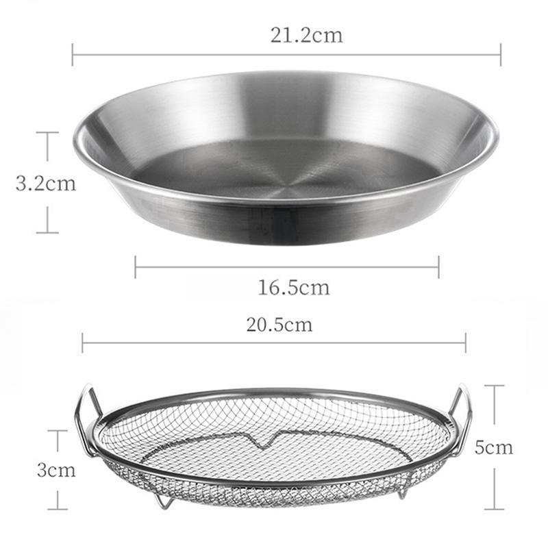 Stainless Steel Round Drain Tray Oven Safe Nonstick Oil Draining Baking Pan for Low Fat Cooking Meals