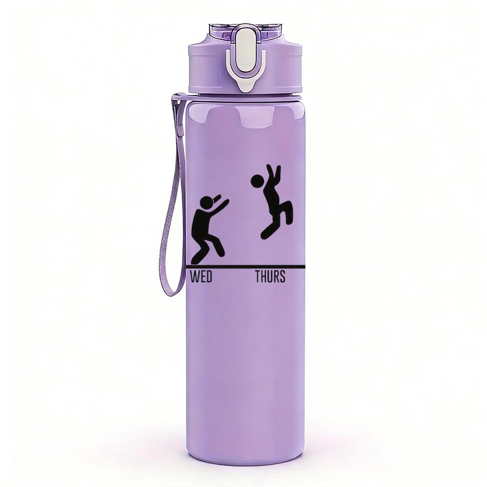 1PC People Drink Beer Camping Party Print 750ml Color Plastic Sports Water Bottle Leakproof Flip Straw Lid Suitable for Sports Office Home Use