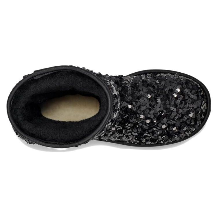UGG Классические короткие толстые блестящие кроссовки для женщин черного цвета 1130650-BLK