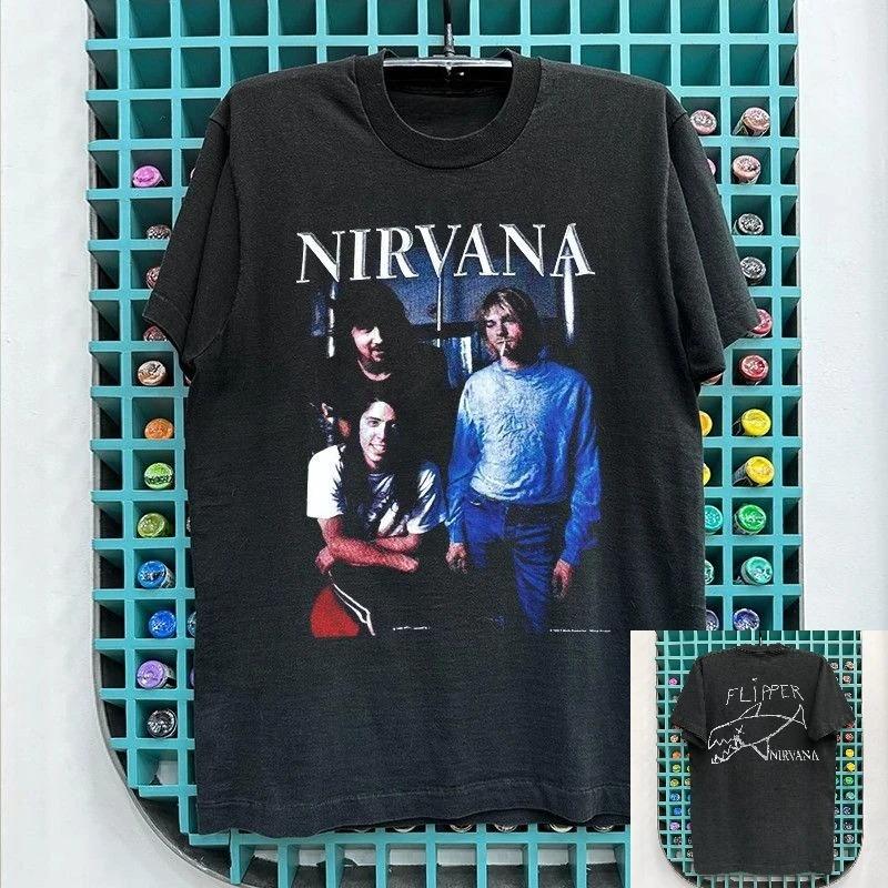 Nirvana Рок-группа Классический Альбом Постер Графический Принт Хлопковая Футболка Уличная Мода Хип-Хоп Модная Футболка Унисекс Женская Свободная Оверсайз Топ