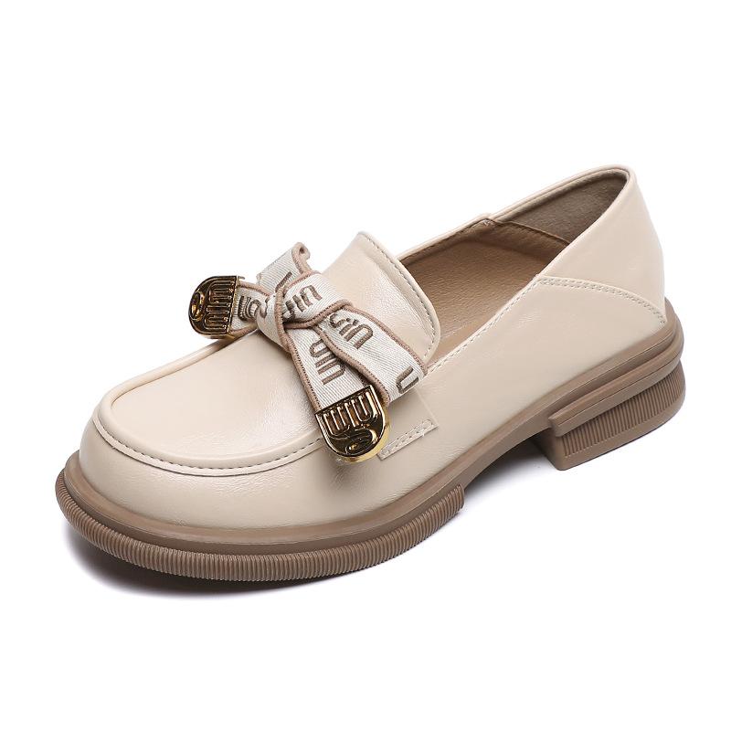 Модные туфли Frontier Platform Loafers Spring Versatile Bow Single Shoes One Pedal British Style Small Leather Shoes