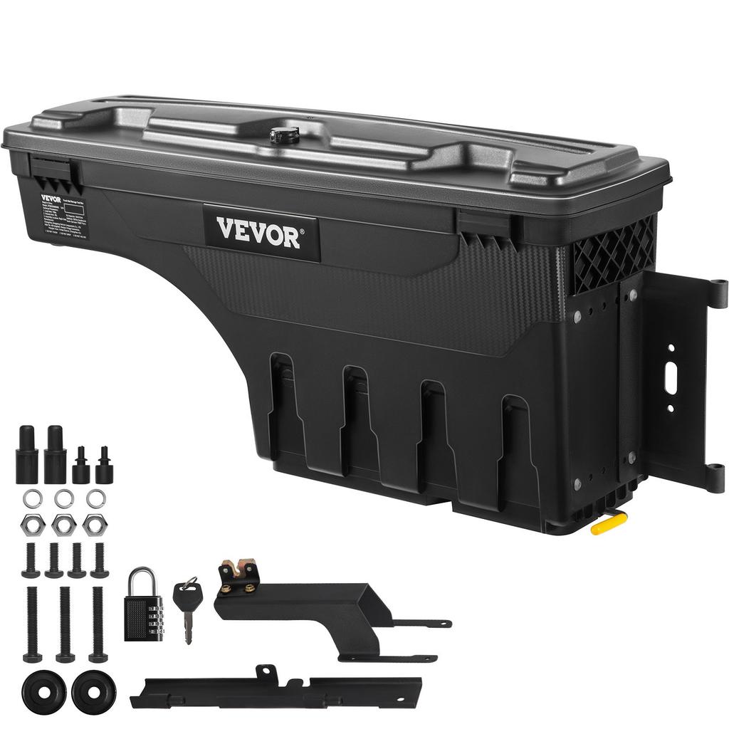 VEVOR Truck Bed Storage Box, Lockable with Password Padlock, 6.6 Gal/25 L ABS Wheel Well Tool Box, Waterproof and Durable