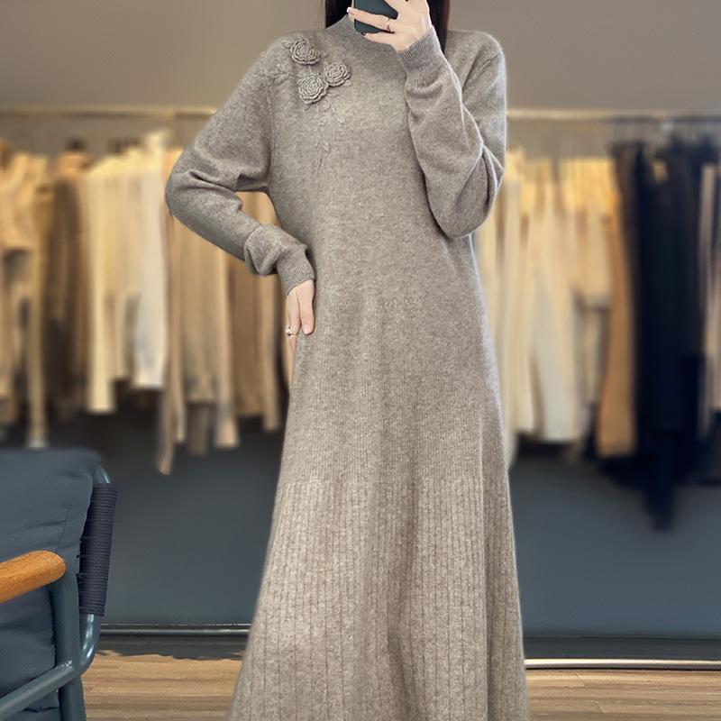 Женское кашемировое платье Qinghe кашемир 70% шерсть 30% кашемир женское осенне-зимнее кашемировое платье мягкое и теплое