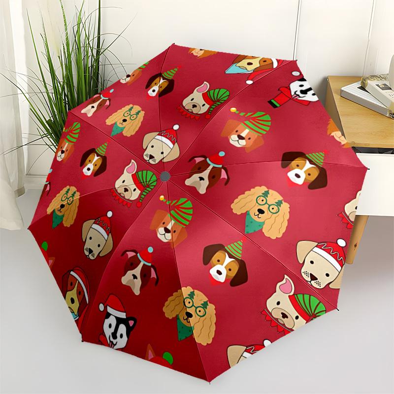 1pc Christmas Dogs Automatic Umbrella - Automatic Opening And Closing, Sturdy Iron Frame, Formal Occasions yy251018199