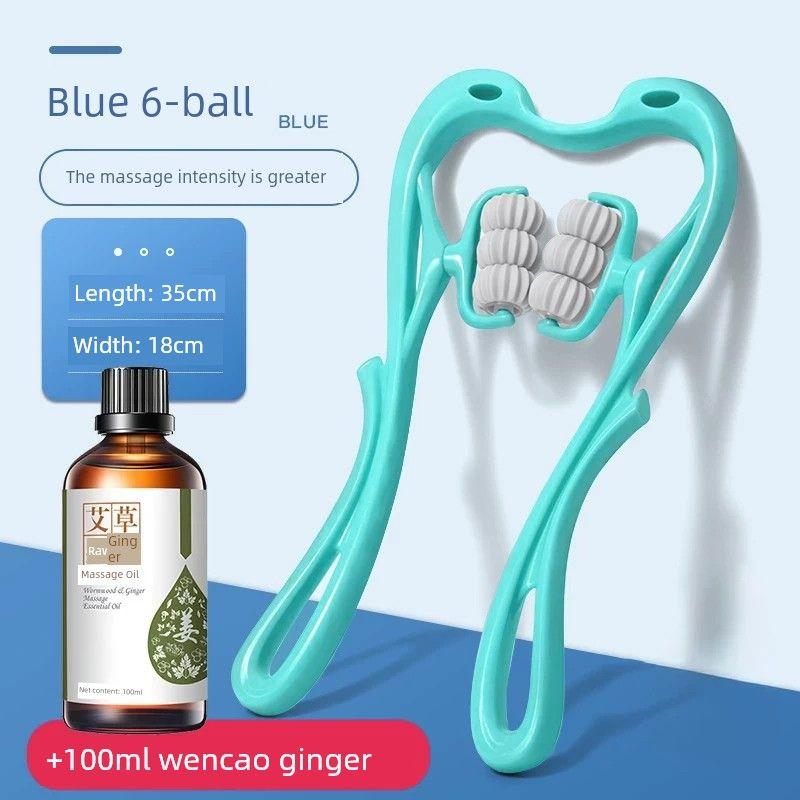 6 Wheels Neck Massager Manual Clip Neck and Neck Kneading Handy Gadget Handheld For Home Six Roller Shoulder and Neck Massage