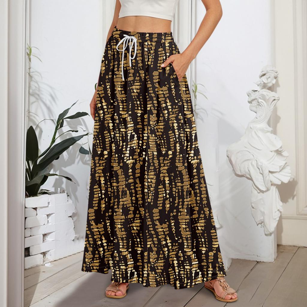 Женские струящиеся расклешенные юбки-макси с оборками и эластичным поясом, элегантные многослойные длинные юбки в стиле бохо