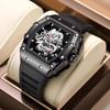 2024 Men's Tonneau Silver Dragon Quartz Watch: Casual, Sporty, Luminous, Waterproof, Fully Automatic.