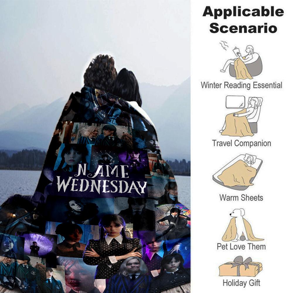 Dark And Mysterious Atmosphere In Gothic Style Customize Your Name Cartoon Movie Pattern Blanket Chair Office Sofa Bed Camping Soft And Warm Give To