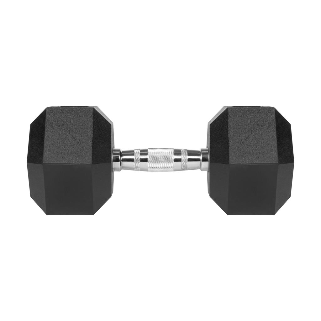 Cast Iron Rubber-Coated Dumbbell Hex 17.5Kg Rebel Hexagonal
