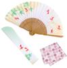 Folding Fan for Folding Fan Folding Fan Handkerchief Summer Cool [Osaka Choseido] Women, Stylish, Business, Bag, Case, Set, (Beige)