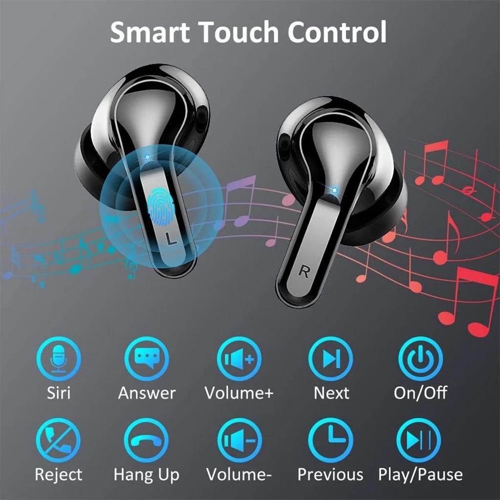 Беспроводные наушники-вкладыши Bluetooth-наушники 5.3 40H Наушники Басовые стереонаушники с микрофоном и шумоподавлением Наушники-вкладыши USB-C со светодиодным дисплеем IP7 Водонепроницаемый спорт