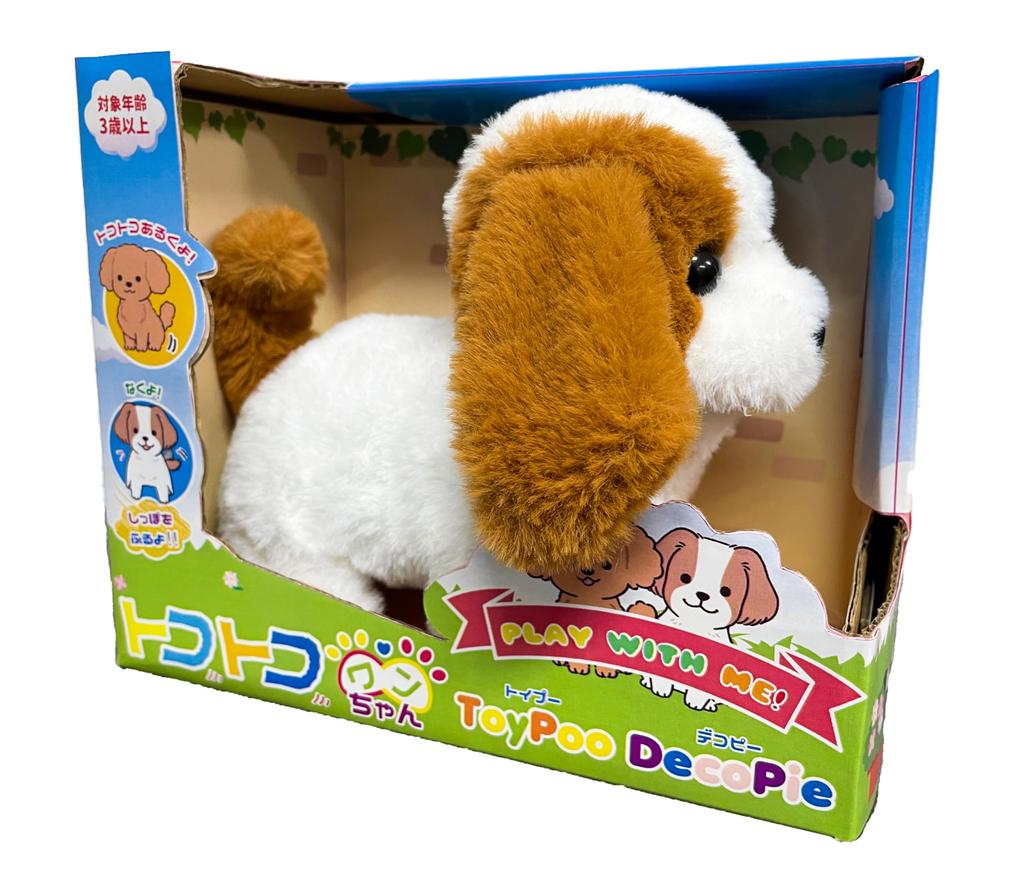 TKSK Tocotoko Wanchan Decoppy Движущаяся плюшевая игрушка Ходит и лает Работает от батареек Ш150 x В140 x Г90мм Возраст 3 года и старше TK-124