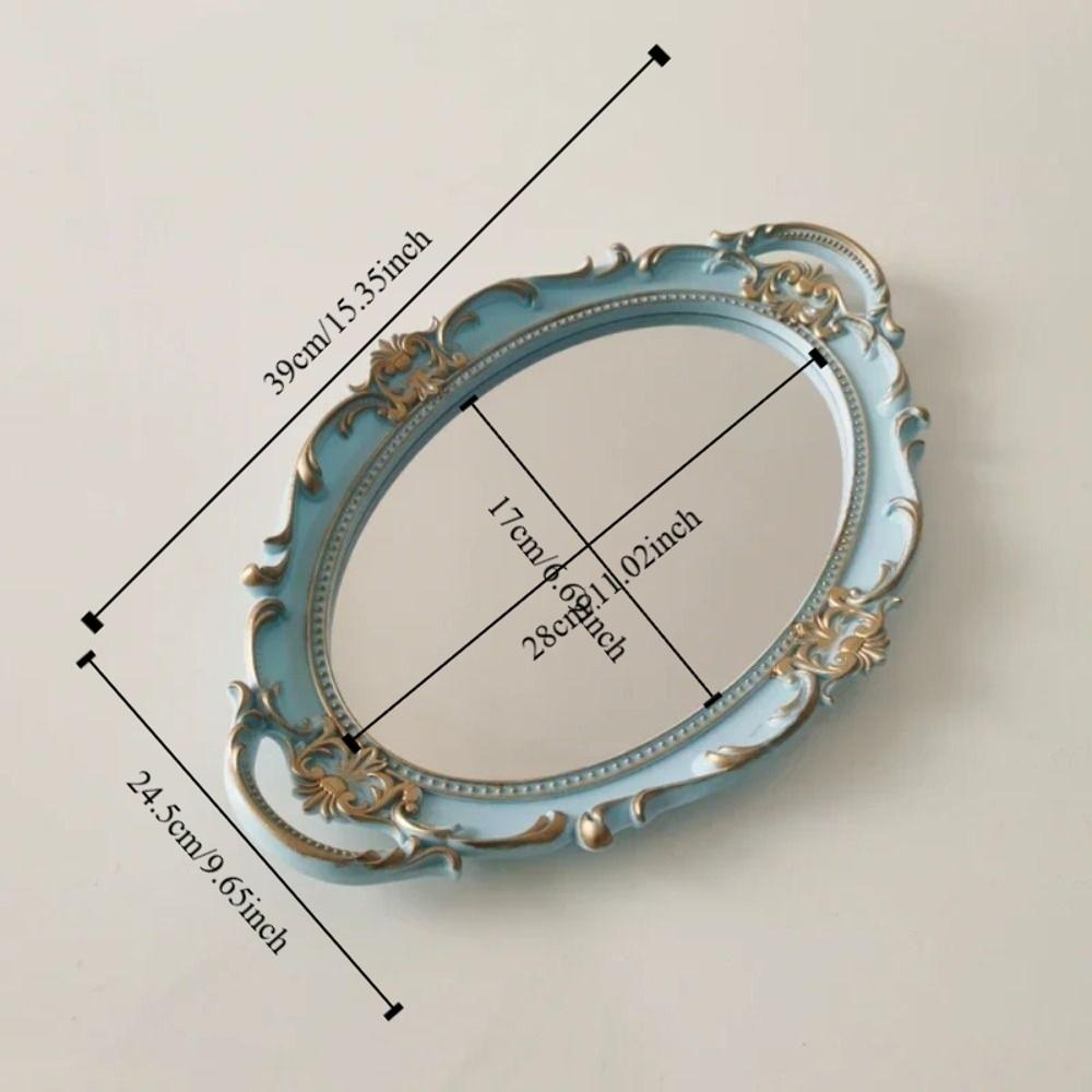 Glass Material Decorative Wall Mirror Oval Shape Cosmetics Storage Tray  Kitchen Decor