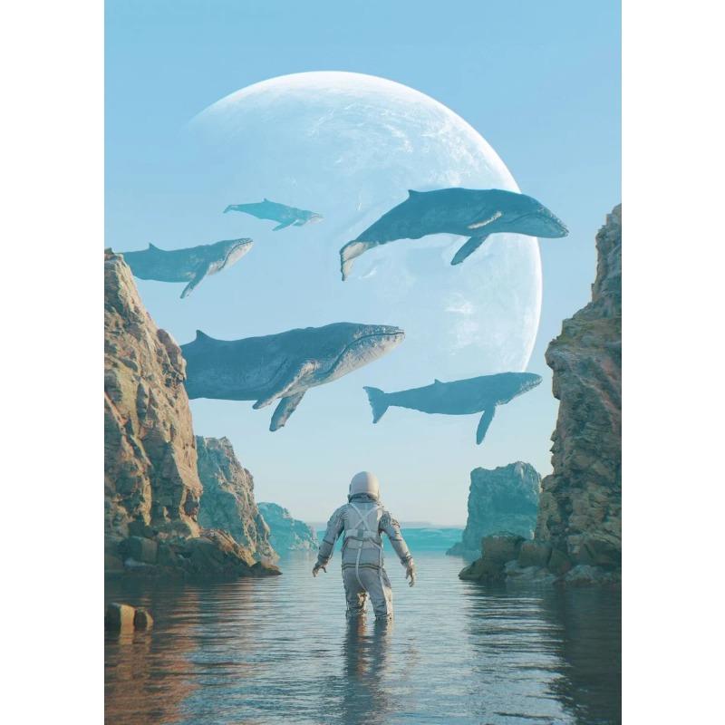 Fantasy Astronaut Canvas Poster Abstract Adventure Wall Picture for Living Room Bedroom Playroom Bar Club Modern Home Decor Gift