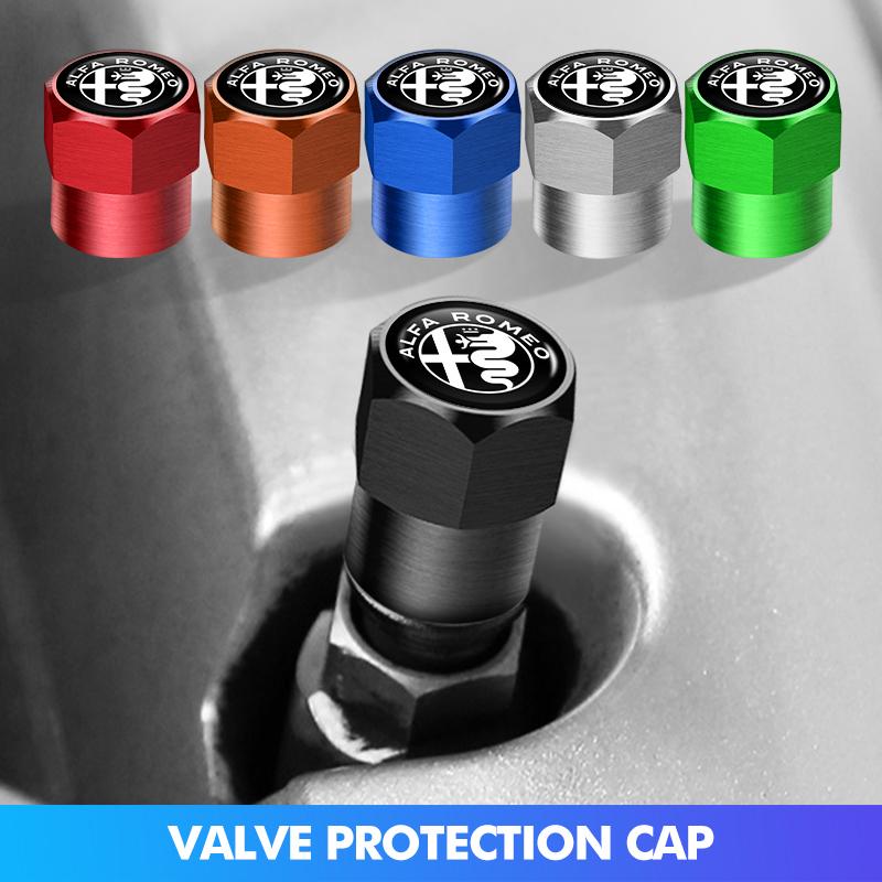 SVMHZ1 4Pcs Car Wheel Tire Stem Valve Protection Cap Dustproof Cover For Alfa Romeo 159 Giulietta Giulia 147 Mito 156 159 166 GT