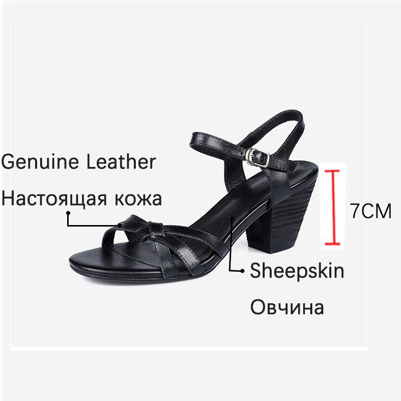New Vintage Roman Sandals Genuine Leather High Heel Women Sandals Casual Buckle Strap Summer Shoes Heels Women Women Shoes