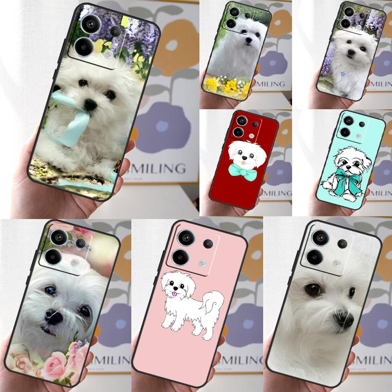 Cartoon Maltese Dog Case For Xiaomi Redmi Note 11 9 10 12 13 Pro Plus 9S 10S 11S 12S Redmi 12 10C 9C 13C Cover