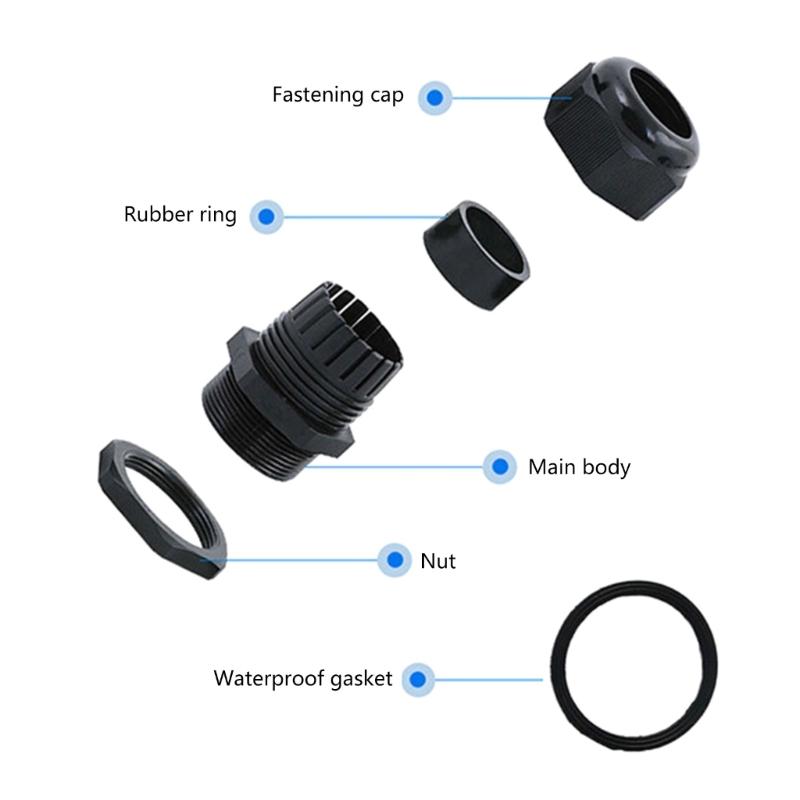 38 Pcs Outdoor Cable Gland Joints Waterproof Cable Connector Plastic Cable Grommets NPT Type Cable Fitting Easy Install