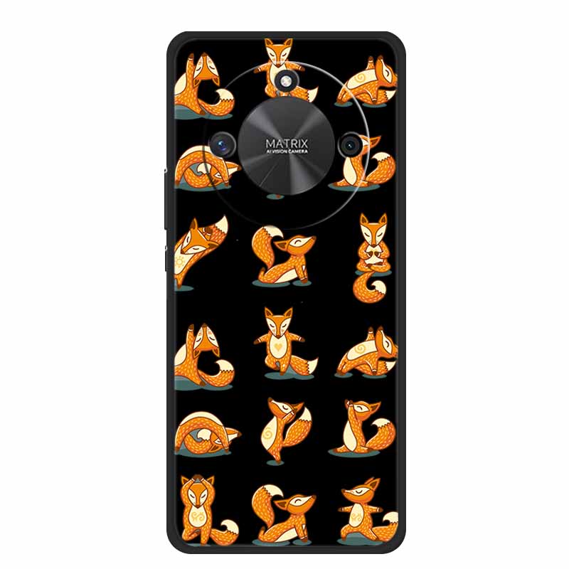 Coque For Honor X9c Smart Case Cute Cartoon Black Silicone Soft Phone Cases For Honor X60 5G Back Cover Case Funda Capas Shell