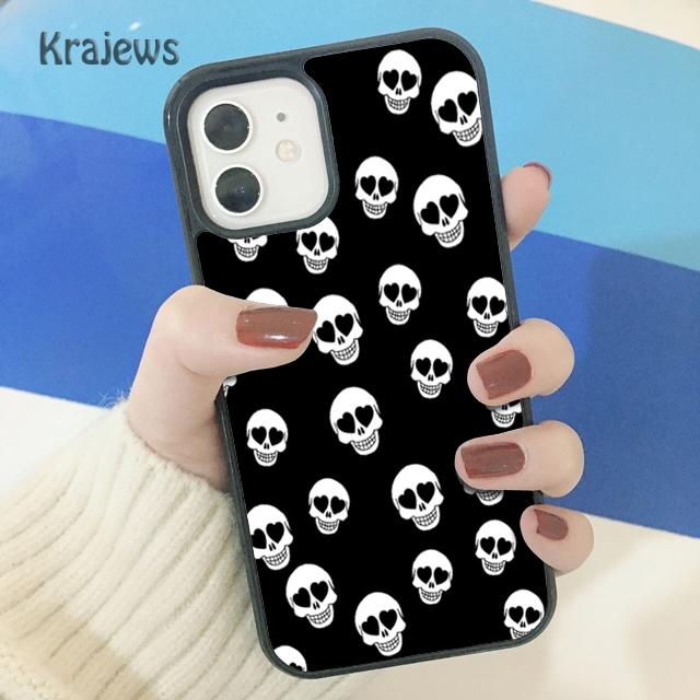 Krajews Черепа Кости Скелет Мягкий Чехол Для Телефона Для iPhone 17 Air 16 15 14 plus 11 12 13 pro max чехол Оболочка Fundas