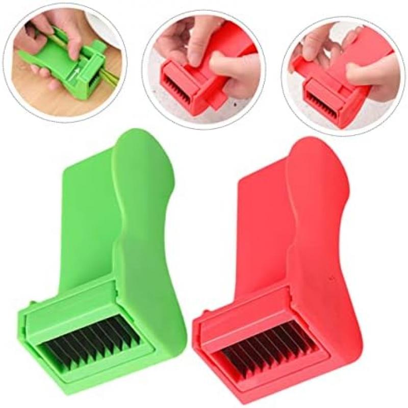 FUNNETOYU 2-Piece Vegetable Chopper Set with Finger Guard, Kitchen Vegetable Slicer, Manual Vegetable Grater, Practical Green Bean Shredder