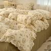 Princess Style Bedding Sets Ruffle Lace Bow Quilt Cover Romantic Bedclothes Decor Woman Girls Bedroom Duvet Cover 4pcs