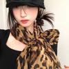Retro Millennial Style Leopard Print Silk Scarf, Women'S Thin Printed Hot Girl Style Scarf, Square Circle, The Same Atmosphere, Hong Kong Style Shawl