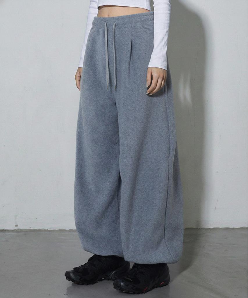 CHICKS Fleece Side Pintuck Balloon Jogger Pants Melange