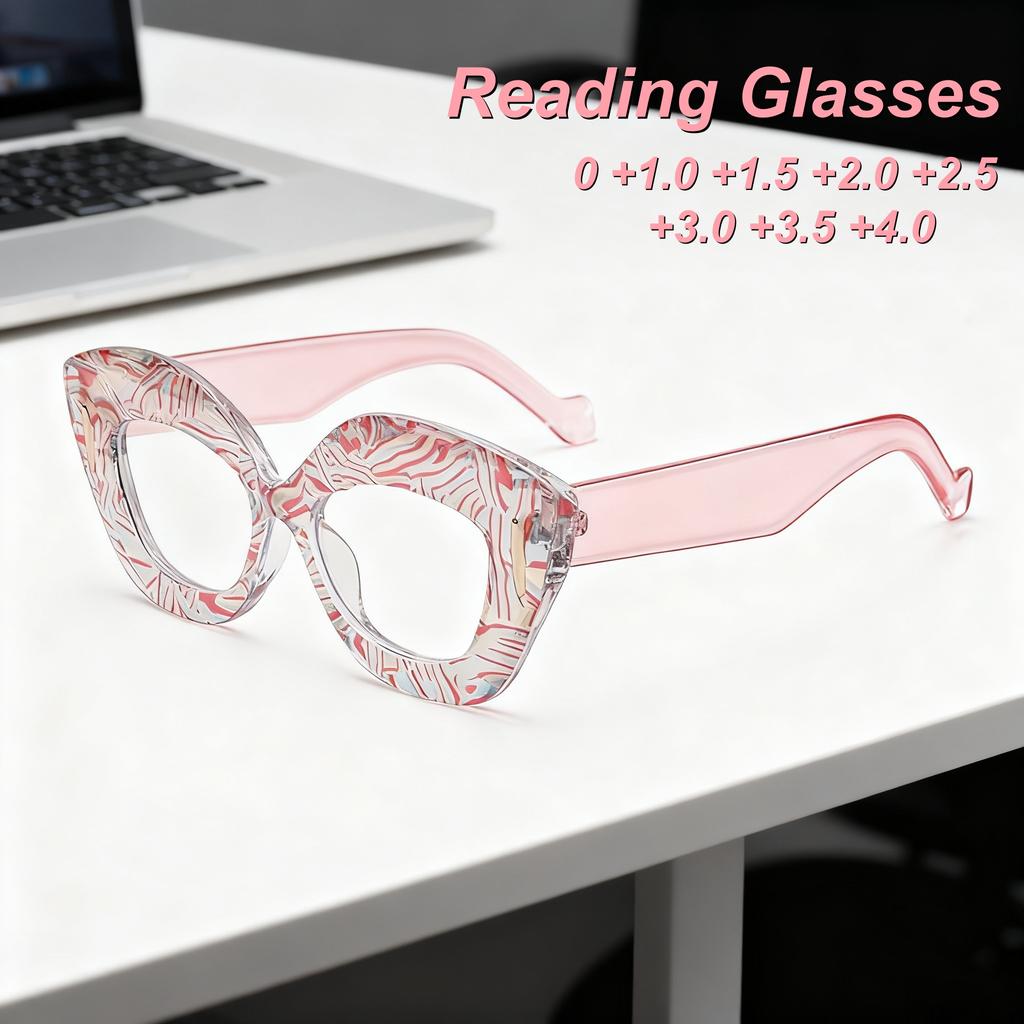 New Fashion Personalized Luxury Thick Frame Cat Eye Women'S Reading Glasses Retro Neutral Transparent Anti Blue Light Glasses