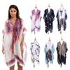 Summer Beach Poncho Printed Sunscreen Cover-up Open Loose Quick Dry Swimsuit Mid Beachwear Cardigan Irregular Length Bikini Shawl