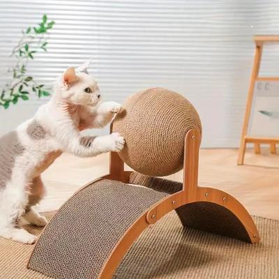 2 в 1, кошачий мяч, деревянная когтеточка для кошек, сизаль, когтеточка, износостойкая шлифовальная лапа, скребок из цельного дерева для кошек