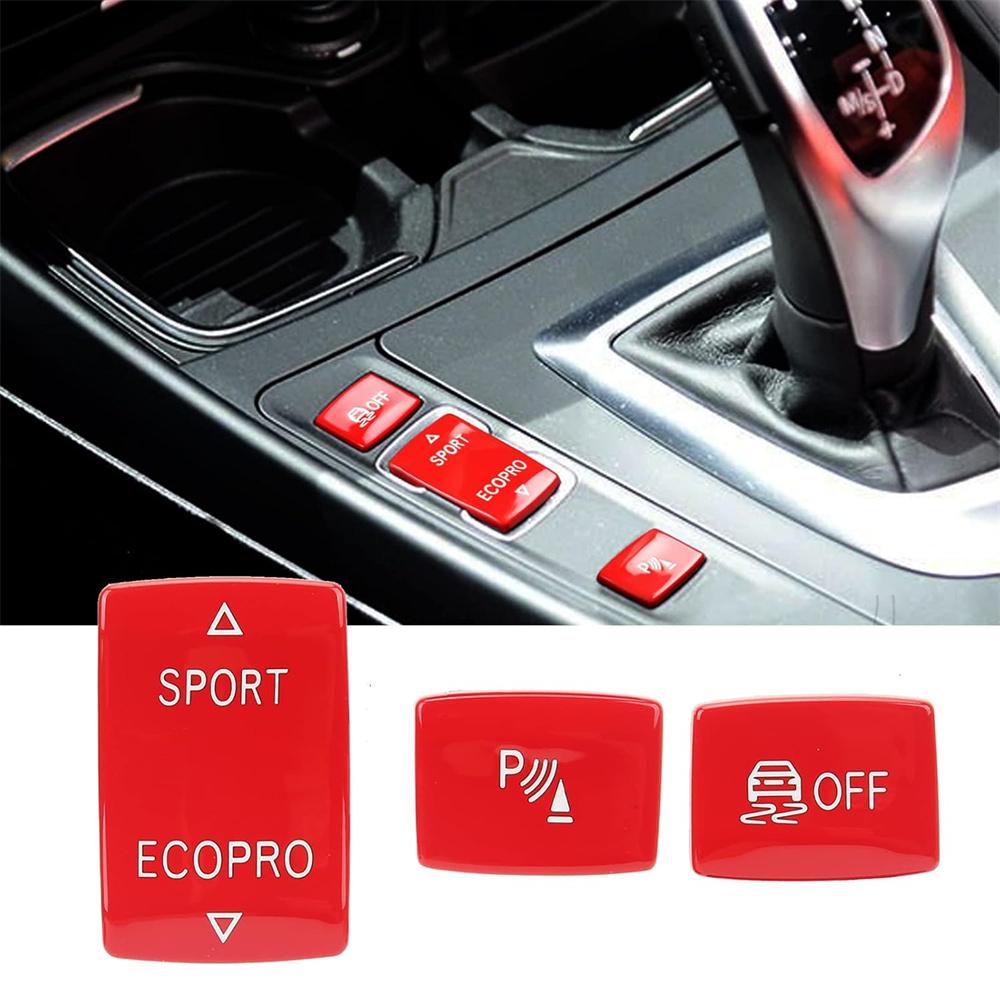 Gear mode button stickers for BMW 1234 series red 3 pieces