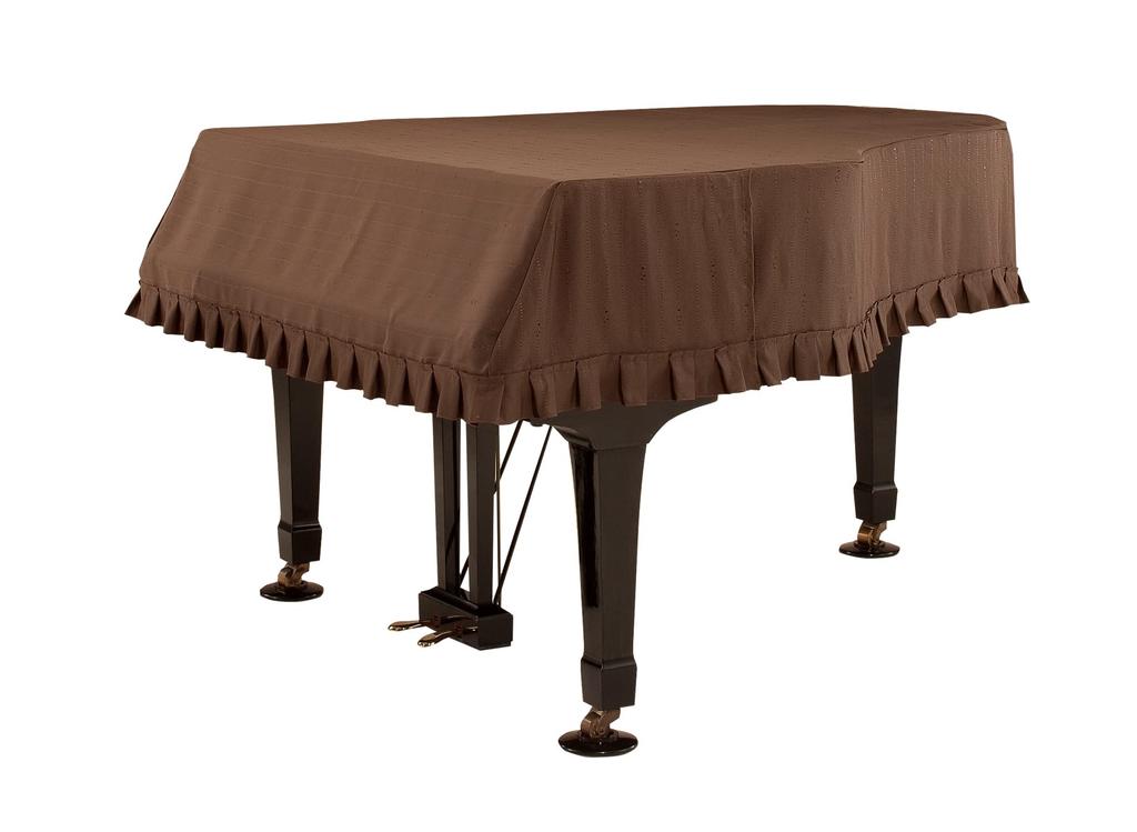 Alps Grand Piano Cover for Yamaha C3 Made in Japan Jacquard Weave Brown with Dot Musical Note Border Pattern / G-TB / / / &