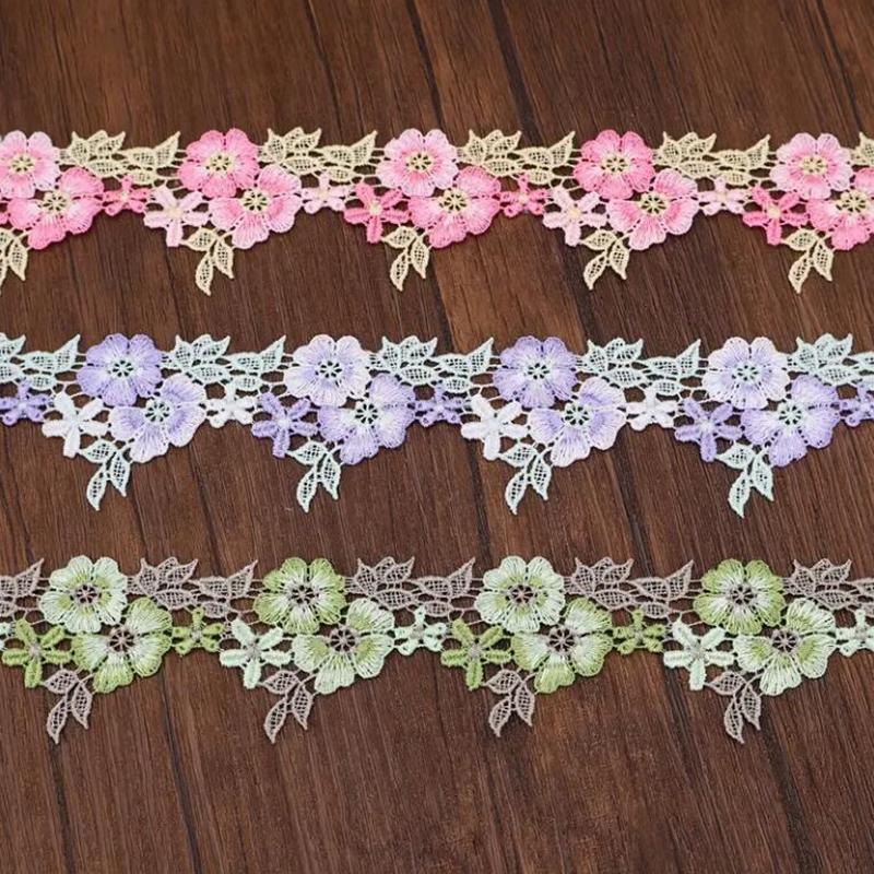 1 ярд розового фиолетового зеленого флуоресцентного розового венецианского кружева, различные юбки, бюстгальтеры, аксессуары для одежды, ширина 4,5 см