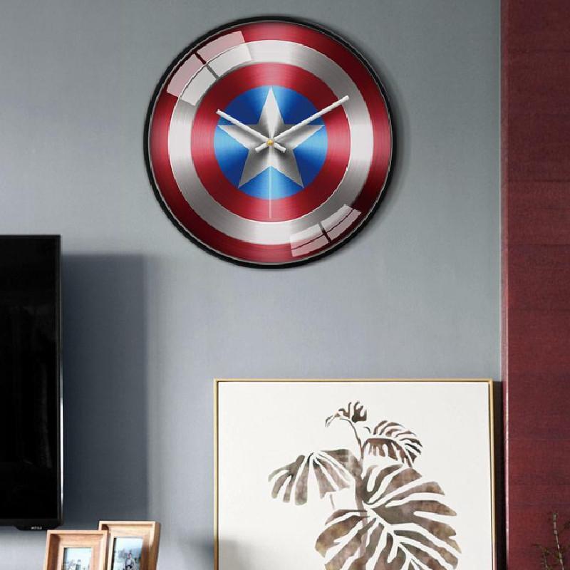 Marvel Captain America Iron Man Spider Man Pattern Wall Clock For Kids Room Decor
