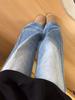 2025 American Style High-Waisted Medium Blue Wide-Leg Jeans - Women's Summer Slimming, Hip-Lifting & Flaw-Hiding.