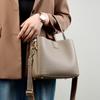 Top-grain Leather Bag, Large-capacity Bucket Bag, Simple and Versatile Leather Single-shoulder Crossbody Handbag