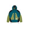 SS22 Patchwork Zip-Up Hooded Windbreaker Jacket Unisex Outerwear Black Olive Teal P21JK040