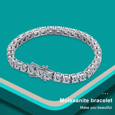 D VVS1 Теннисный браслет из муассанита, оригинальный S925, серебро, белое золото 18 карат, с браслетами для женщин и мужчин