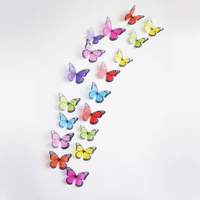 New 18pcs/lot Crystal Butterflies 3d Wall Sticker Beautiful Butterfly Living Room for Kids Room Wall Decals Home Decoration