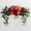 Искусственная гирлянда из пионов с зелеными листьями, свадебная вечеринка, цветочная арка, приветственная табличка, декоративная цветочная гирлянда, декор для дверного проема, стены, окна