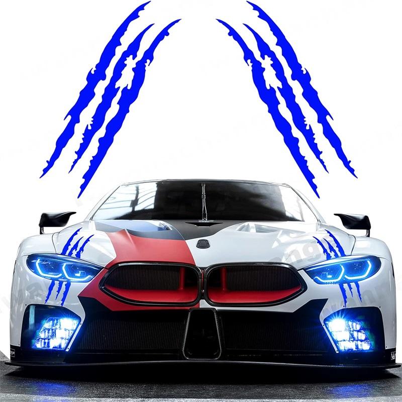 2pcs Monster Claw Markings Car Headlights Stickers,stripe Scratches,decals,vinyl Suitable for Sports,pickup Trucks,motorcycles