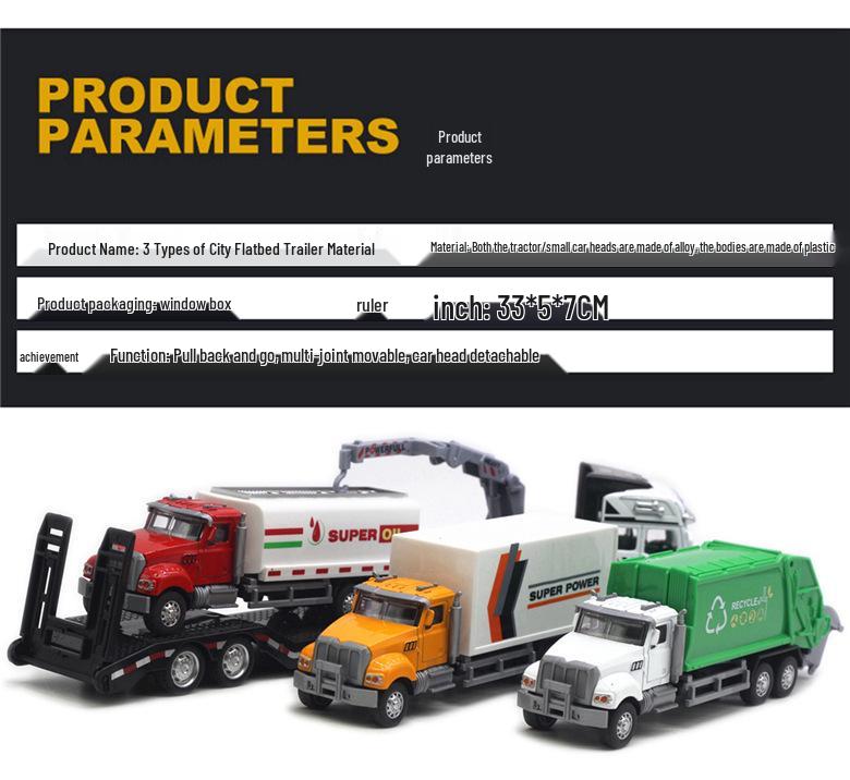 Children's Alloy Transport Toy: Pull-Back Fire Truck, Trailer, Tank & Excavator